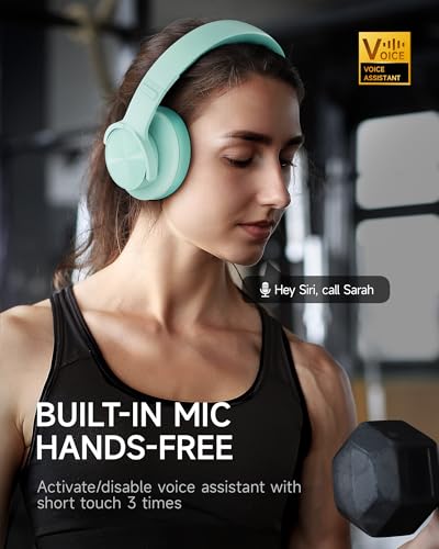 Image of Picun B8 Bluetooth Over Ear Headphones, 120H Playtime with 3 EQ Modes, Low Latency, Hands-Free Calls, Deep Bass for Travel, Home, Office & PC (Cyan)