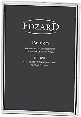 Edzard5x7 Thin Picture Frame [Genua] Made of Tarnish Protected Silver Plated Metal with High Definition Glass for Wall and Table Top Portray and Landscape Configuration