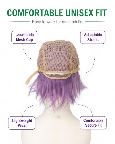 Image of Rose bud Light Purple Anime Wig Cosplay Layered Wigs with Bangs for Women Men