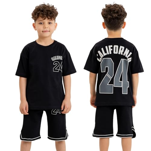 Image of Gold Class Kidswear Boys Summer Outfit Cotton T Shirt Short Trendy California Print Boys Casual Outfits
