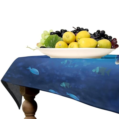 Nappe de table rectangulaire tortue bleu imprimé déco lavable