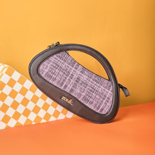 Image of ZOUK Nadia Sling Bag for Women - Stylish Crossbody with Cutout Top Handle | Handcrafted Shoulder Bag with Multiple Pockets & Water-Resistant Lining | Formal & Casual Use |