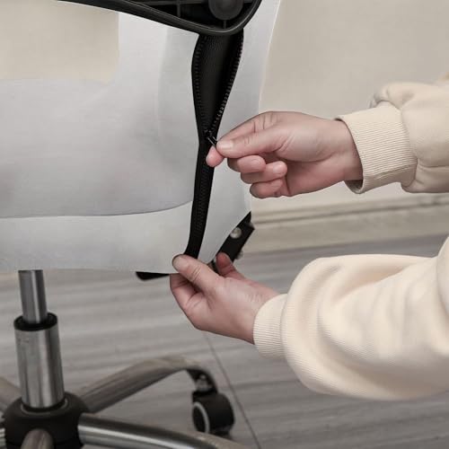 Image of Eleganta Stretch Boss Office Chair Cover Printed Computer Chair Covers with Armrest Cover Universal Removable Spandex Rotating Chair Slipcovers Soft Desk Chair Seat Protector Solid Grey (Pack of 2)