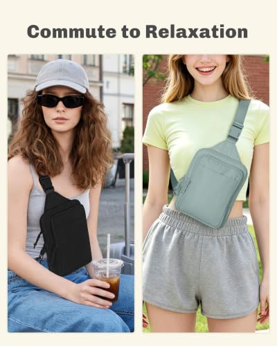 Image of Hynes Eagle Nylon Sling Bag for Women Convertible Crossbody Chest Purse with Reversible Strap for Travel Hiking Work Commute