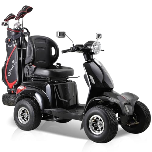Dvsripa 2-in-1 Electric Golf Cart &Mobility Scooter for Adult,Heavy Duty Electric Golf Carts with Rear Lockbox & Golf Cart 1000W Motor, 4 Fat Tires (Black)