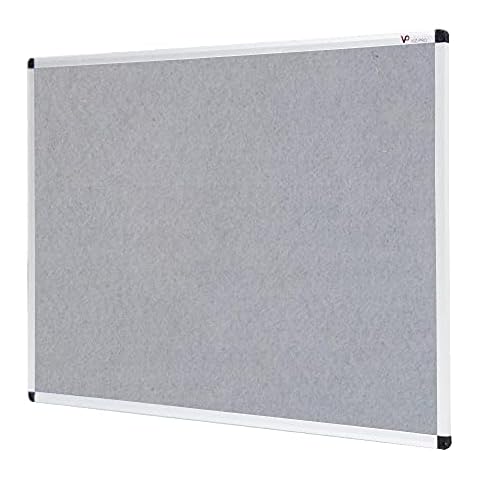 VIZ-PRO Notice Board Felt Grey, Silver Aluminium Frame, 90 X 60 cm Cover