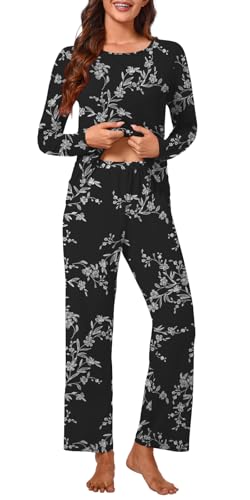 Plus Size Women's Pajamas Sets 2 Piece Long Sleeve Pj Sleepwear Soft Comfy Tops and Pants with Pockets3