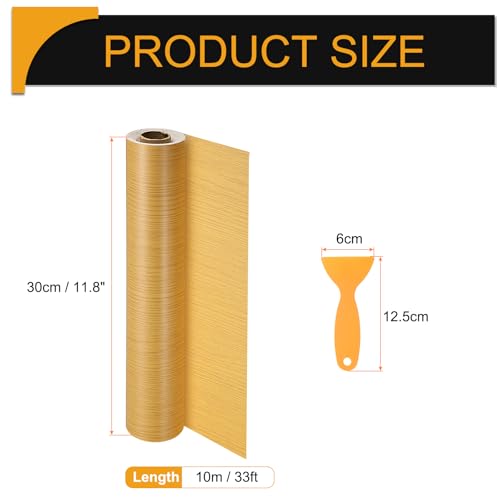 Image of HARFINGTON Wood Grain Repair Tape 11.8 Inch x 33ft Self Adhesive Repair Patch Tape Simulated Wooden Floor Tapes with Plastic Scraper for Tables Doors Windows Furniture, Oak