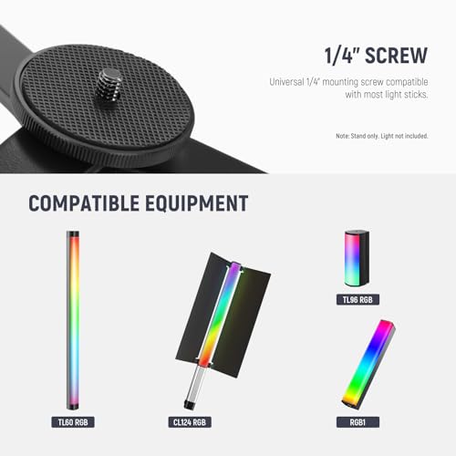 Image of NEEWER Metal Mini Tripod Base for TL120C TL60 CL124 Tube Light Wand Stick, Extra Stable Foldable Handheld Tripod Legs Feet Tabletop Light Stand with 1 /4 inch Screw, Silicone Pad, 3 inch /8cm Low Angle, CTN5
