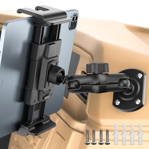 OHLPRO Tablet Holder for Car & Truck Dashboard Heavy Duty iPad Mount with Drill Base 360 Rotating Arm Compatible with 5-13 Tablets & Phones Kindle Ideal for Commercial Vehicles Wall Desk