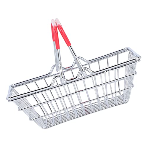 Vaguelly mini cesta con asas cesta pequeña con asa cesta de la compra cestas almacenaje baño cesta almacenaje baño minicesta para la compra mini cesta de la compra de metal