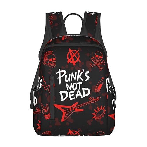 AJIUZI Men women college business travel anti theft durable laptops backpack large capacity bookbag computer bag - for Punk Rock Set Skull Punks Not Dead Words Red Black