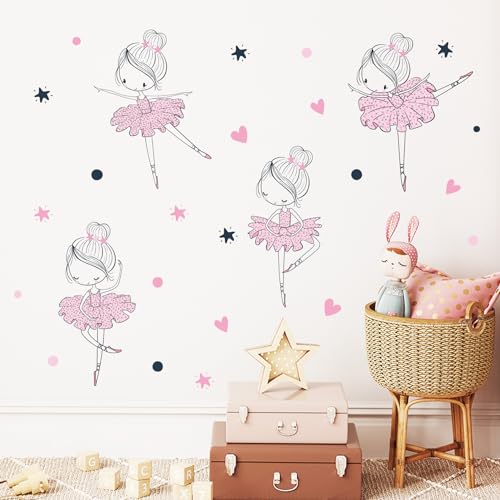 4 Vinilos Decorativos Bailarinas Para Pared Habitación Niñas miniatura 1
