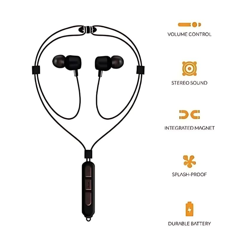 Image of Elevea 𝟏𝟓 𝐘𝐞𝐚𝐫𝐬 𝐆𝐮𝐚𝐫𝐚𝐧𝐭𝐞𝐞 Bluetooth Neckband with Strong Magnet, Deep Bass Sound, Crystal Clear Music and Calls, Flexible Neck Design, Fast Pairing for Gym, Work, Travel and Daily Use