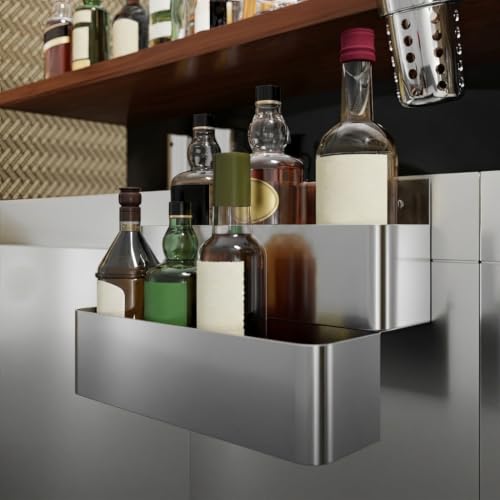 Image of AmGood 15 in. Double Tier Stainless Steel Speed Rail Rack - 18 Gauge NSF Liquor Bottle Organizer for Bars, Restaurants & Home Bars