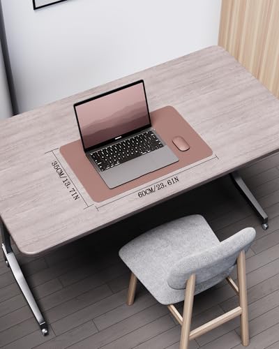 Image of YSAGi Double-Sided Desk Mat, 23.6 inchx13.7 inch Leather & Eco Cork Protector, Large Mouse Pad & Writing Pad for Office /Home (Pale Mauve /Cork)