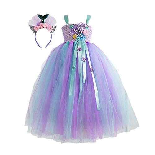 Unicorn Mermaid Tutu Dress for Toddler Girls Princess Tulle Costume with Headband for Kids Birthday Party Gifts 4T 6T
