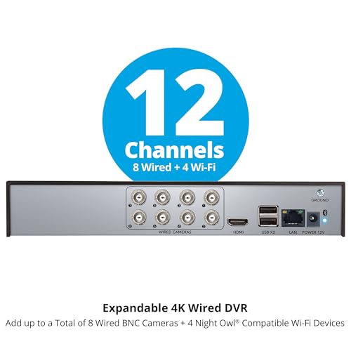 Image of Night Owl 2-Way Audio 12 Channel DVR Video Home Security Camera System with (8) Wired 4K HD Indoor /Outdoor Deterrence Cameras and 2TB Hard Drive (Add up to 4 Wi-Fi Cameras) (8 Camera)
