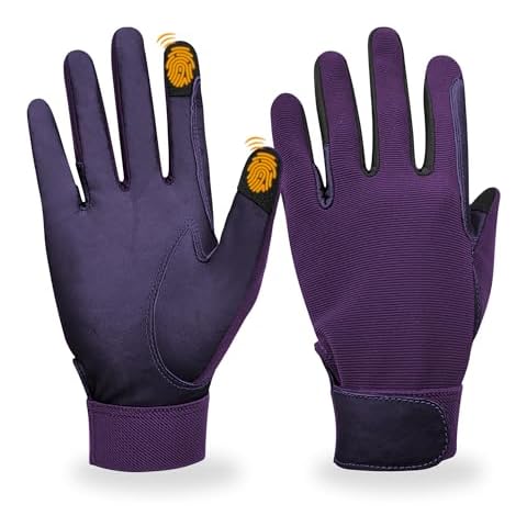 ChinFun Women's Leather Insulated Horse Riding Gloves Breathable Equestrian Gloves Outdoor Horseback Gloves Light Purple S Cover