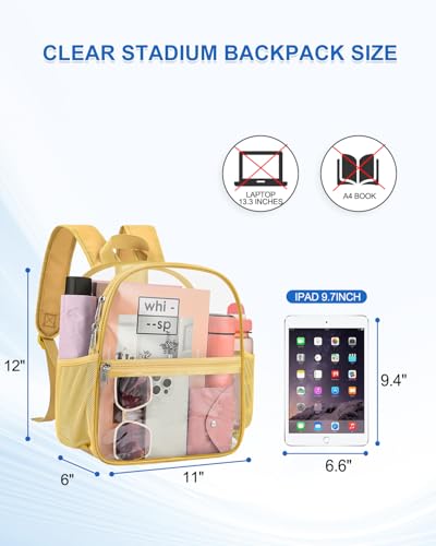 Image of Clear Backpack for Stadium Events, 12x12x6 Small Clear Plastic bag with Reinforced Straps for Game Security Festival Concert