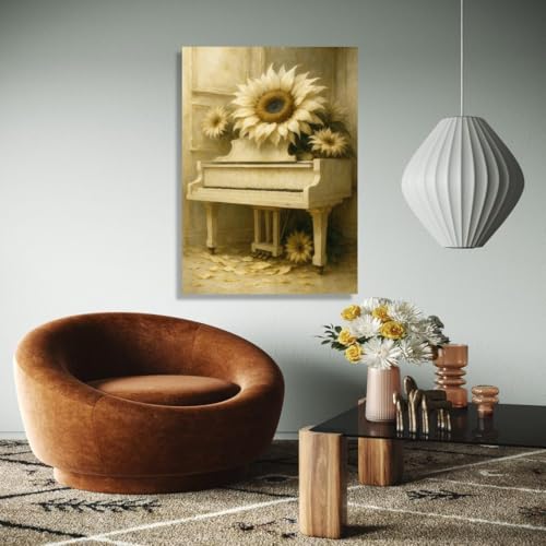 Tableau sur toile piano blanc de qualité supérieure impression d'art 80x110 - 3