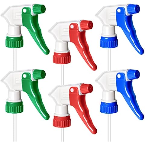6 Pack Universal Spray Bottle Replacement Nozzle, Mist & Stream Trigger Sprayer for 16oz 24oz 32oz Bottles, Heavy Duty Mister Head Part w/ 10.2 Inch Tube for Cleaning Solutions, Car Detailing Cover