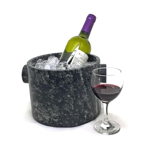 Cookstone soapstone ice bucket with lid | 3.8 quarts | Fits 4 cans or 1 bottle of wine or champagne Cover