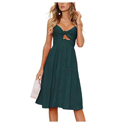 BaZhaHei Damen Summer Elegante Sexy Frauen Slim Kleid Elegante Neckholder Kragen Partykleid Sommerkleid Hochzeit Cocktail Minikleid Freizeitkleid (M, Grün) 4 ECOWISH Damen V Ausschnitt A-Linie Kleid Träger Rückenfreies Kleider Sommerkleider Strandkleider Knielang Cyanblau M