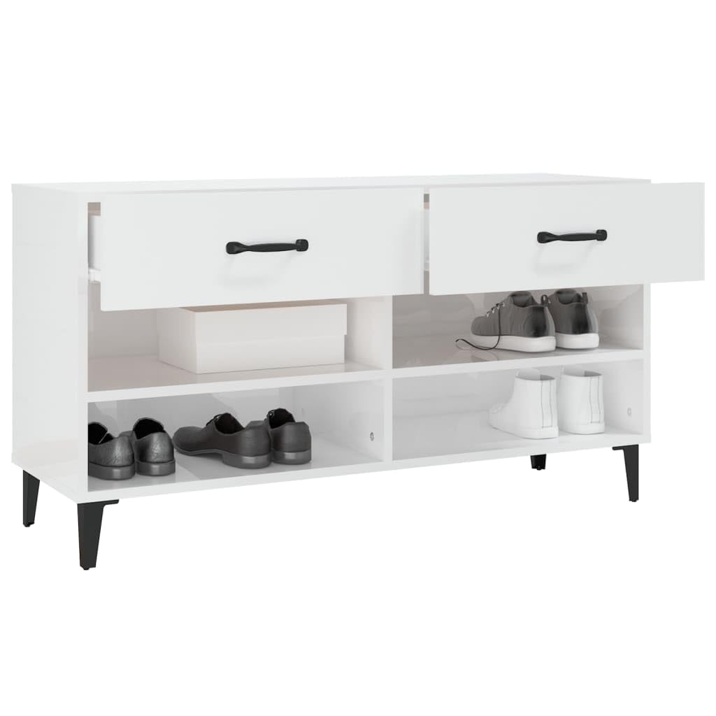 Scarpiera alta lucida bianca 102x35x55 cm