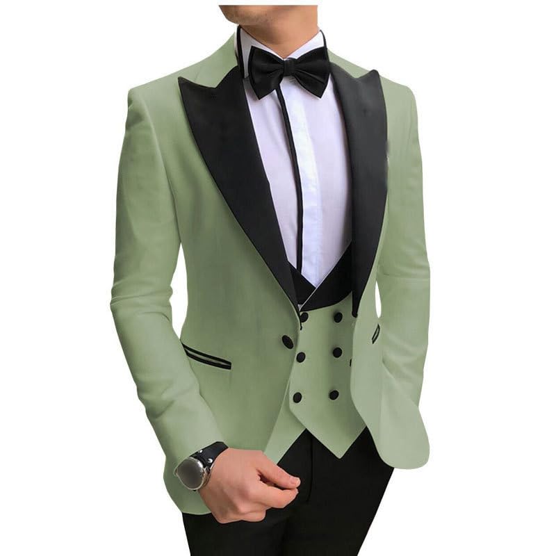 Men's Slim Fit 3 Piece Blazers Vest Pants Classic Double Breasted Suit Wedding Formal Prom Groomsmen Tuxedo Suits - Main Image