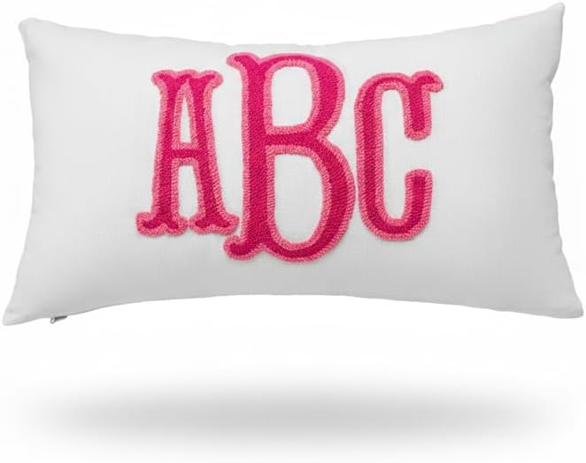 Mia's Pillow Lab Custom Monogrammed Punch Needle Pillow - Personalized Wedding Housewarming Gift for Couples
