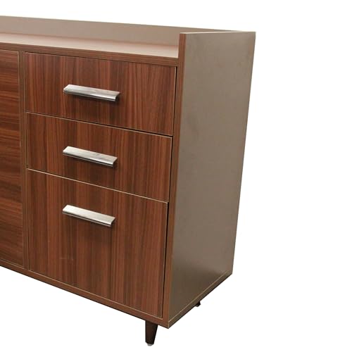 Image of Lakdi The Furniture Co Director Table for Office Desl Unique Design L-Shape Table Made in Particle Board with Side Unite and Openable Shutter & Storage Luxury Executive Desk Brown Color- (LDL-533)