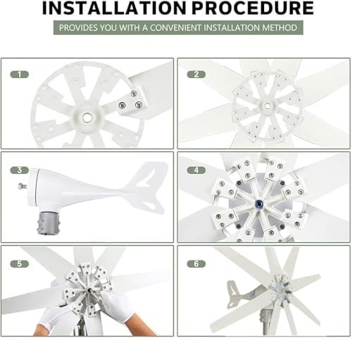 15000W Wind Turbine Generator Kit with 8 Blades & MPPT Controller, 12/24/48V/110V/220V, Ideal for Hybrid Solar Systems, Marine, RV, Home Power Solutions (24V)
