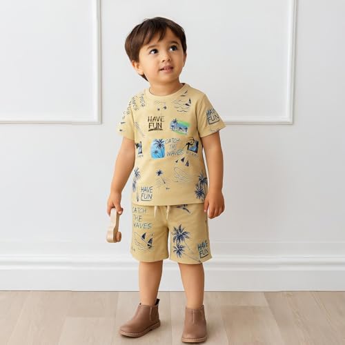 Image of Kidbea Kids Cotton T-Shirt and Shorts Set | Soft Breathable Co-Ord Outfit for Boys | Trendy & Stylish Summer Wear | Boys Clothing Set