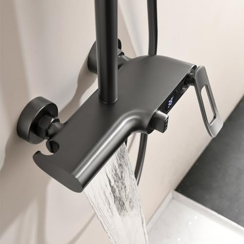 Robinets de douche avec pommeau et douche à main système eau chaude froide LED
