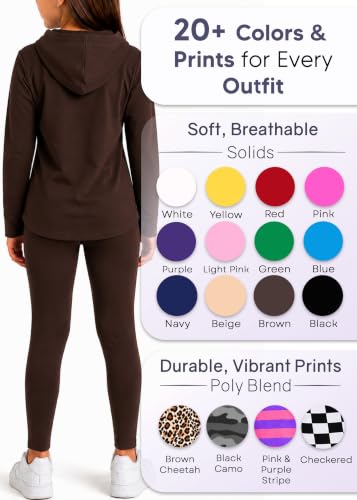Image of STRETCH IS COMFORT Girls 2 Piece Hoodie Short Sleeve Long Sleeve Crew Neck Top and Leggings Set Kids Thermals Underwear Set