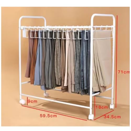 Porte-pantalons en métal avec roulettes et support écharpes mobile - 5