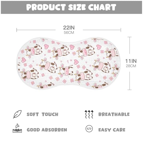 Cartoon Cow Pattern Baby Burp Cloths for Boys and Girls, Soft Muslin Spit Up Towels, 22"x11" Newborn Essentials for Feeding and Drooling, 4 Pack4