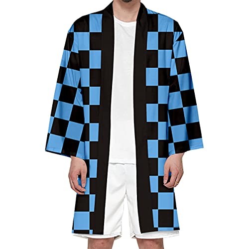 Image of Seidarise Men's Haori, Long Kimono Cardigan Jacket Japanese Style Flying Crane Seven Sleeves Open Front Coat