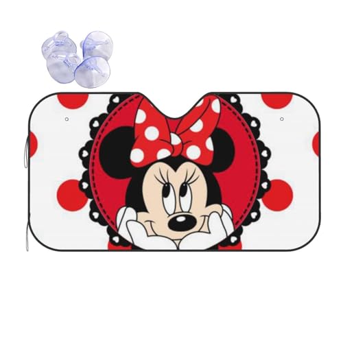 車用サンシェード ミニーマウス 日よけ 車フロントガラスカバー 日除けシェード 遮光断熱 紫外線カット 四季用 取り付けが簡単 折り畳み式 防水材料 雪対策 凍結防止シート 吸盤付き カー用品 130×70cm