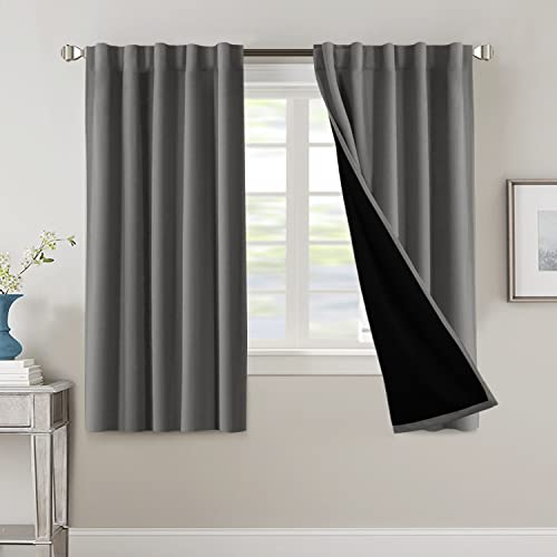 H.VERSAILTEX Rideau occultant 100% pour chambre 42x63po, gris