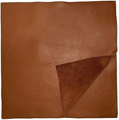 Natural Grain Cow Leathers: 12'' x 12'' Pre-Cut Leather Pieces (Cognac, 1 Piece)