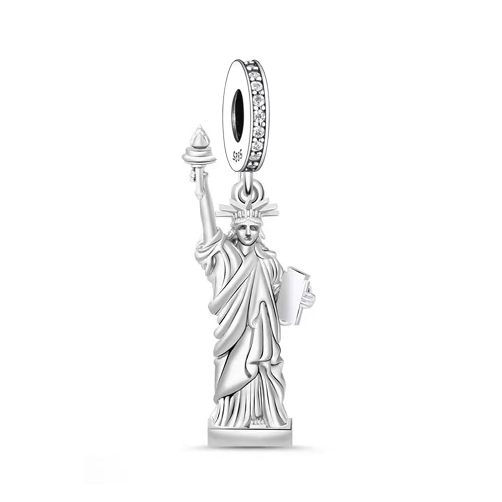 Charm-Anhänger Freiheitsstatue Denkmal USA Amerika 925 Silber Les Folies für Pandora, Sterling-Silber, Zirkonia