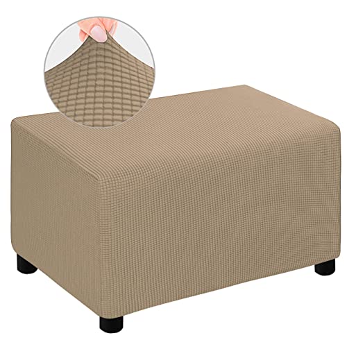 Danabest Ottoman Covers Slipcover Rectangle Stool Furniture Protector Stretch Jacquard Foot Rest Washable Cover For Living Room(Small Ottoman,Camel) #TOP4