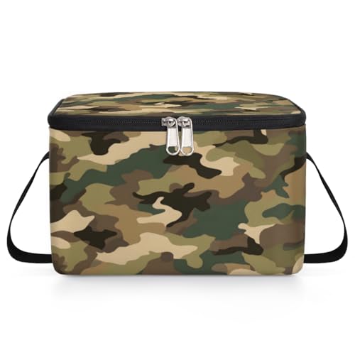 GzLeyigou Military Print Lunch Bags for Women Men 9 Cans, Hot & Cold Food Delivery Bag Insulated Grocery Bag Insulated Lunch Box Fashionable Camouflage Cooler Bag for Office Work Picnic Beach