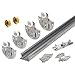 Slide-Co 163589 By-Pass Wardrobe Track Kit, 48 in. Opening, Dial-Adjusting Rollers, Steel, 7/8 in. Plastic Wheels