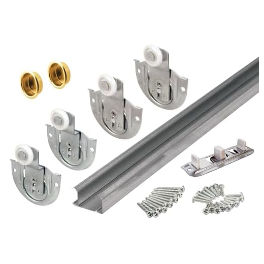 PRIME-LINE Slide-Co 163589 By-Pass Wardrobe Track Kit, 48 inch Opening, Diameter-Adjusting Rollers, Steel, 7/8 inch Plastic Wheels, Metallic