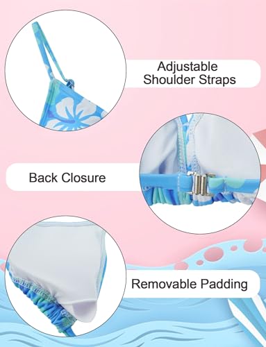 Girls 3 Piece Swimsuit Summer Hawaiian Bikini Set with Beach Cover Up Skirt Bathing Suit Swimwear 8-15 Years2