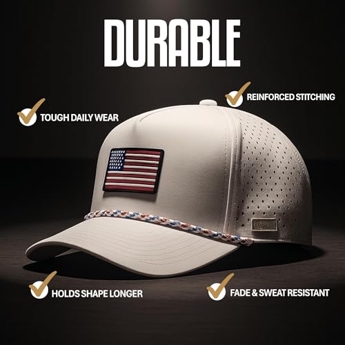 Image of Curves & Clubs USA Golf Rope Hat - American Flag Golf Cap, Performance Hat - Adjustable, Breathable
