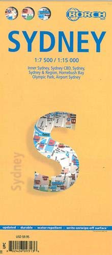 Sidney, plano callejero plastificado. Escala 1:7.500/1:15.000. Borch.